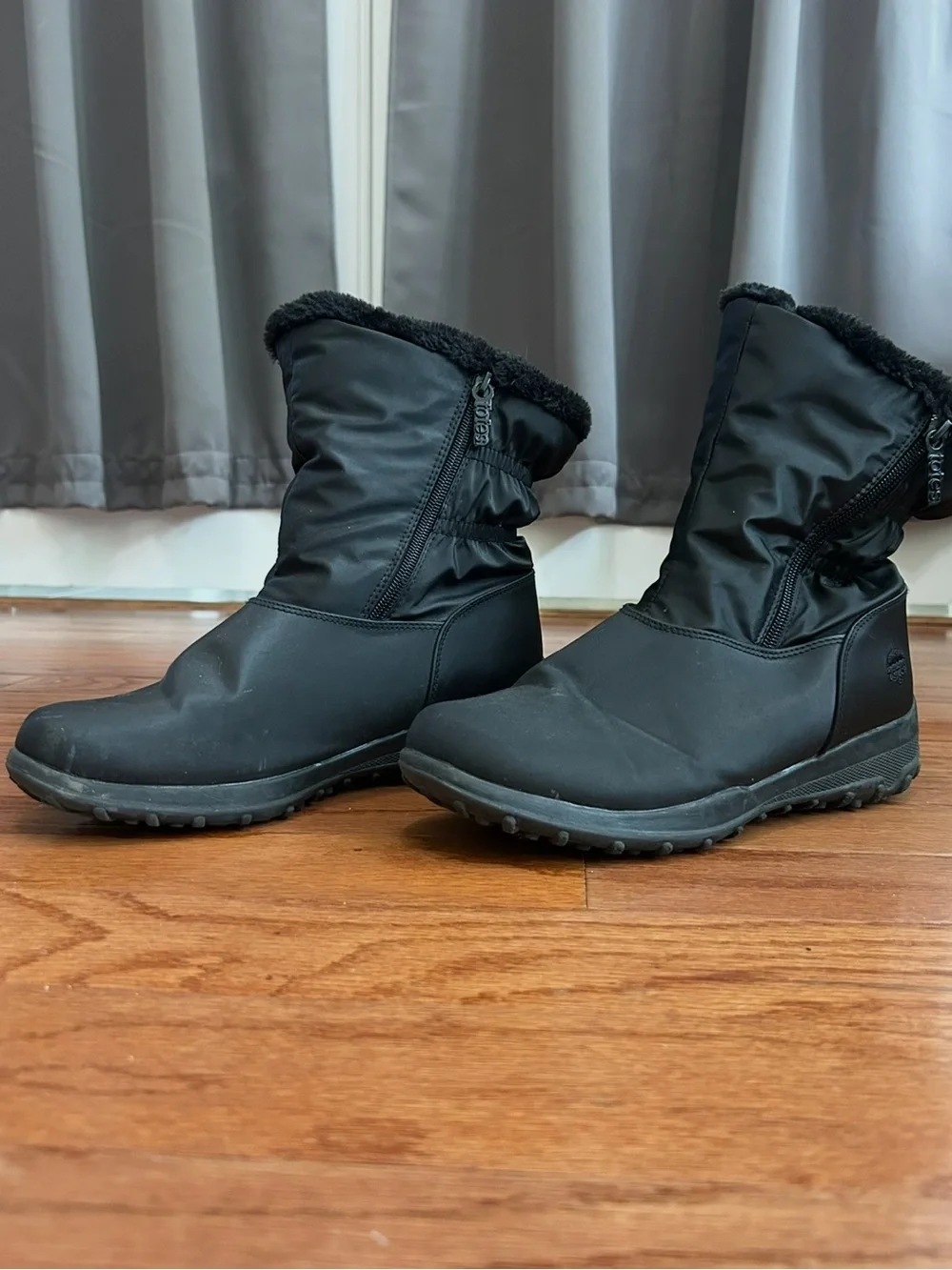 Totes Black Insulated Winter Snow Boots Faux Fur Zip Women's 41